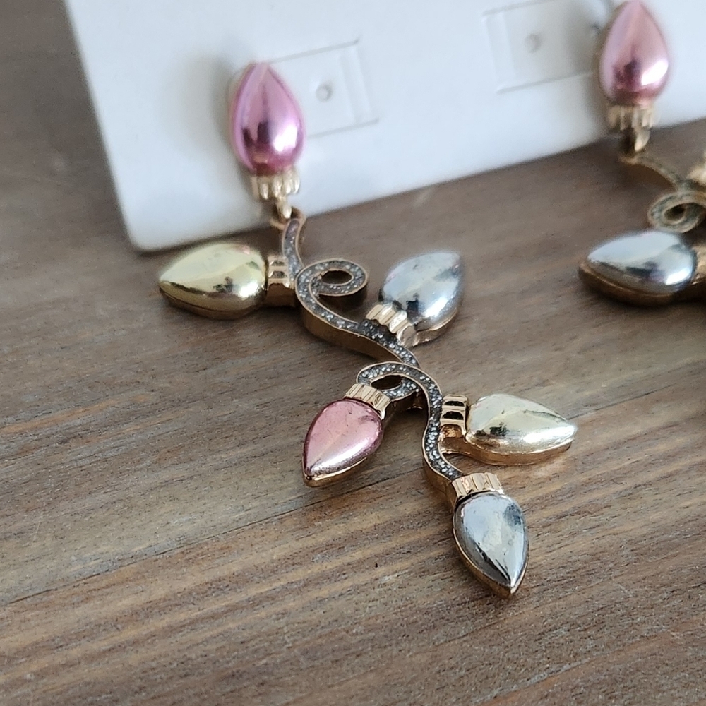 NWT SUGARFIX by BaubleBar Festive String Light Drop Earrings - Pastel Multi New - Picture 2 of 11